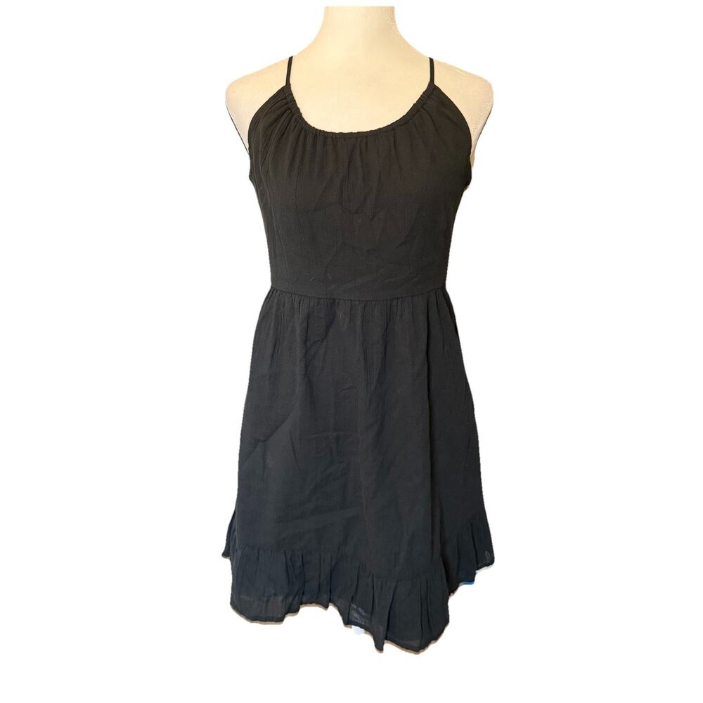 NWT BP Nordstrom Womens Medium Mini Dress Black Open Back Cotton Casual Basic